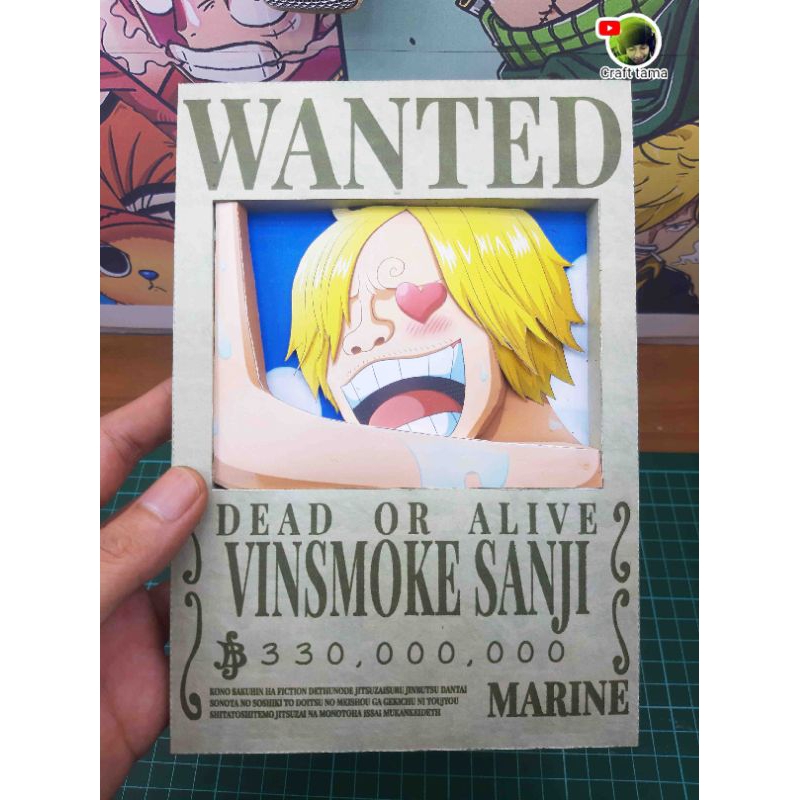 Vinsmoke Sanji One Piece Poster Bounty Hunter Wanted Papercraft DIY Panjangan Dinding kerajaan kerta