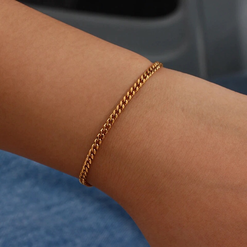 CHEVA Bracelet | Everyday Collection - Gold Plated Cuban Chain Bracelet - Gelang Wanita