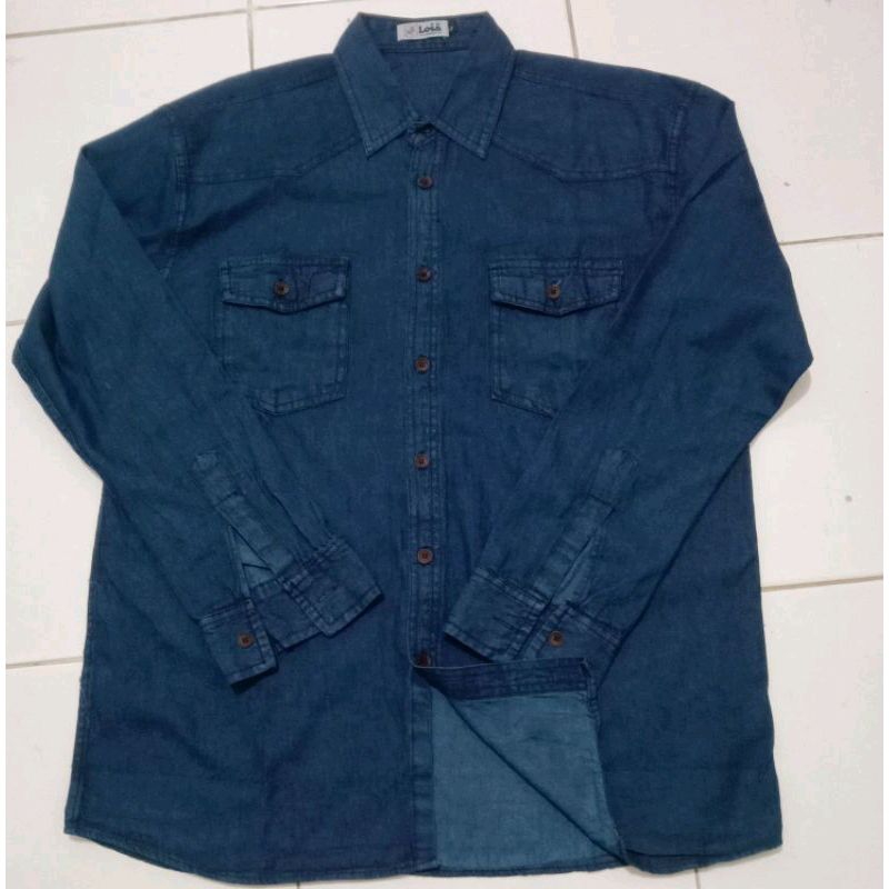 BEST!!! KEMEJA DENIM LEVIS BLUE BLACK/KEMEJA POLOS/KEMEJA PRIA PANJANG