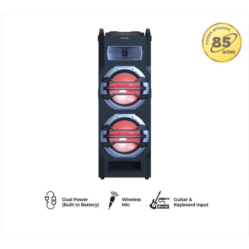 SPEAKER AKTIF POLYTRON PTS12KF25 12KF25 BLUETOOTH PORTABLE AC DAN BATTERY KARAOKE