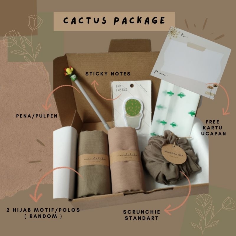 

HAMPERS LEBARAN HAMPERS HIJAB KADO ULANG TAHUN WEDDING WISUDA "CACTUS PACKAGE" BY MANDALIKA