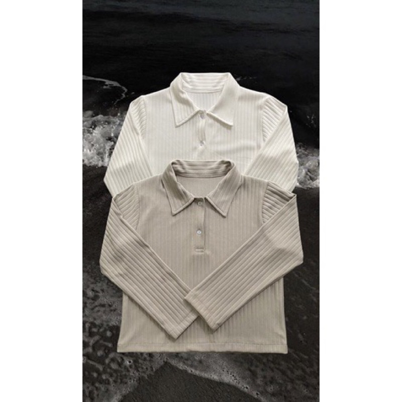 CERINE TOP - KNITTED POLO SHIRT