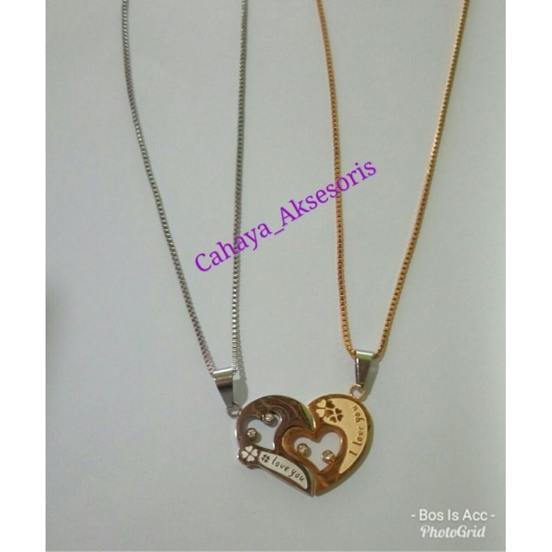 Kalung Couple Titanium anti karat kalung Tunangan cewek cowok