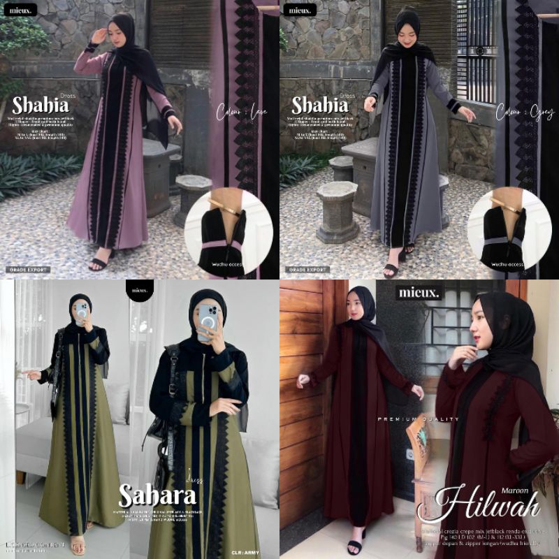 GAMIS TURKEY ABAYA JUMBO SYAR'I SHAHIA SAHARA HILWAH BAHAN SHAKILA PREMIUM MIX JET BLACK ANTI LECEK 