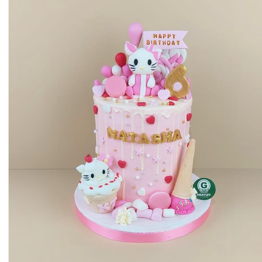 

CAKE TEMA HELLO KITTY ( DOUBLE CAKE ) UK 15CM / KUE ULANG TAHUN