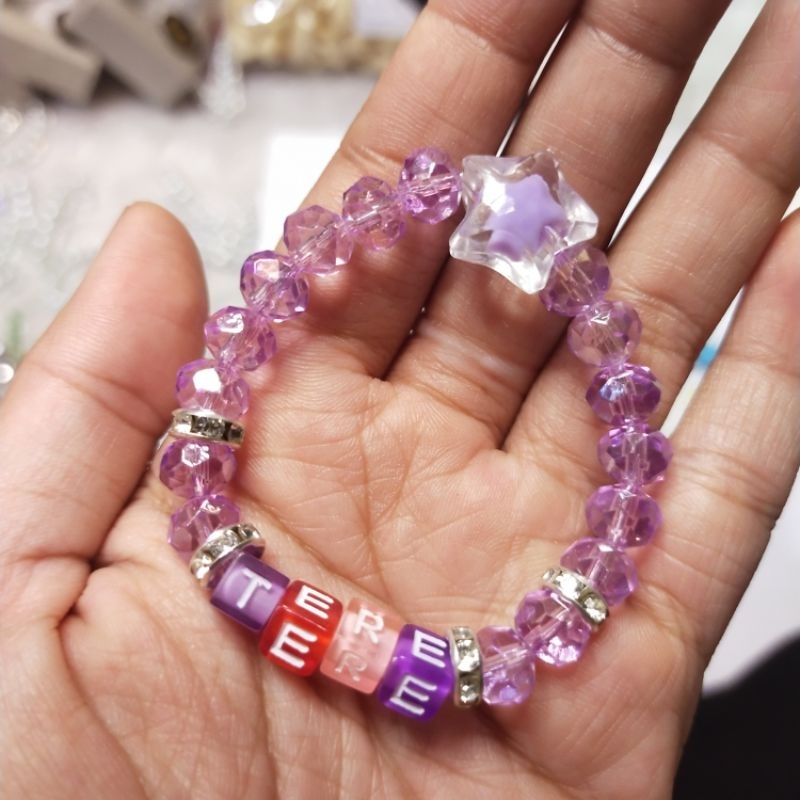 gelang anak kristal A1warna bisa request nama sesuai keinginan