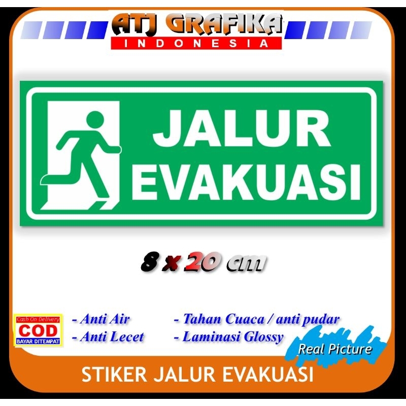 

Stiker jalur evakuasi sticker petunjuk keadaan darurat K3 pintu kantor