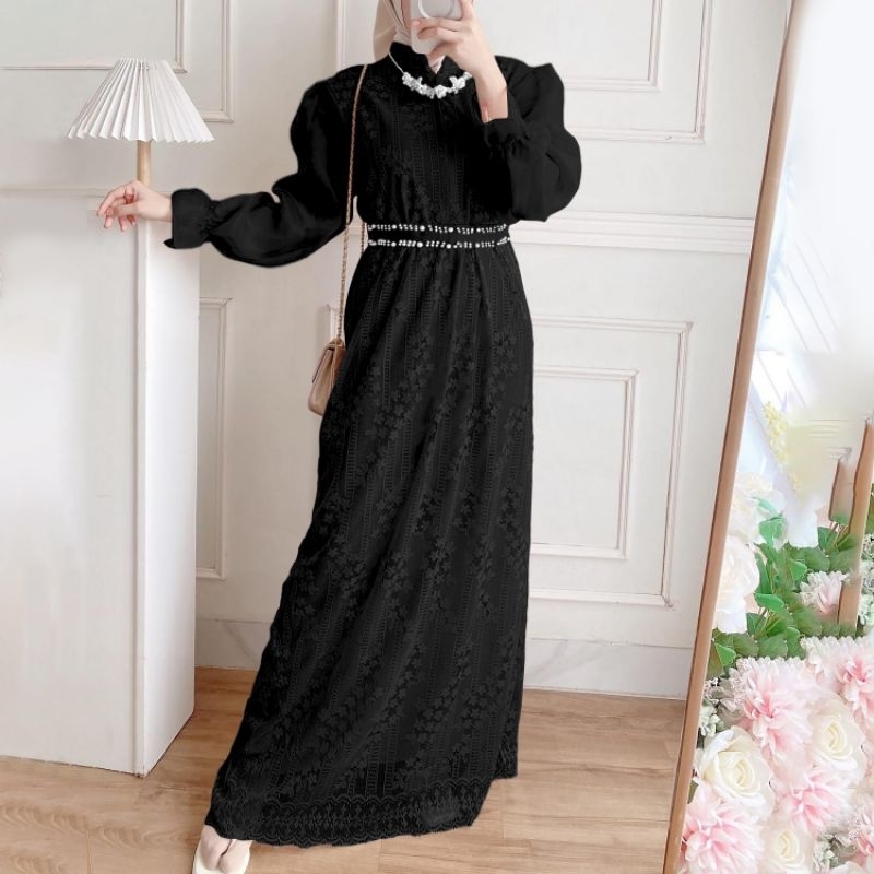 MAXY MOUREN MOTE, BRUKAT MOSCREPE, GAMIS HIJAB MUSLIM, MAXY DRESS, 3 UKURAN