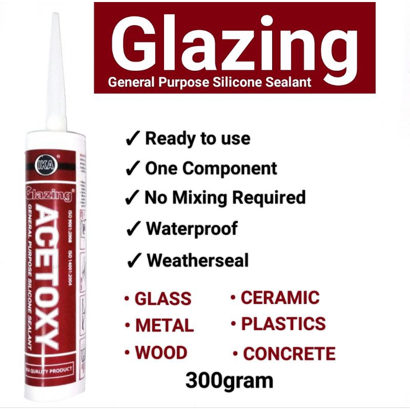 Lem Silikon Kaca GLAZING Acetoxy Silicone Sealant Acetic (Link GRAB/GOJEK)