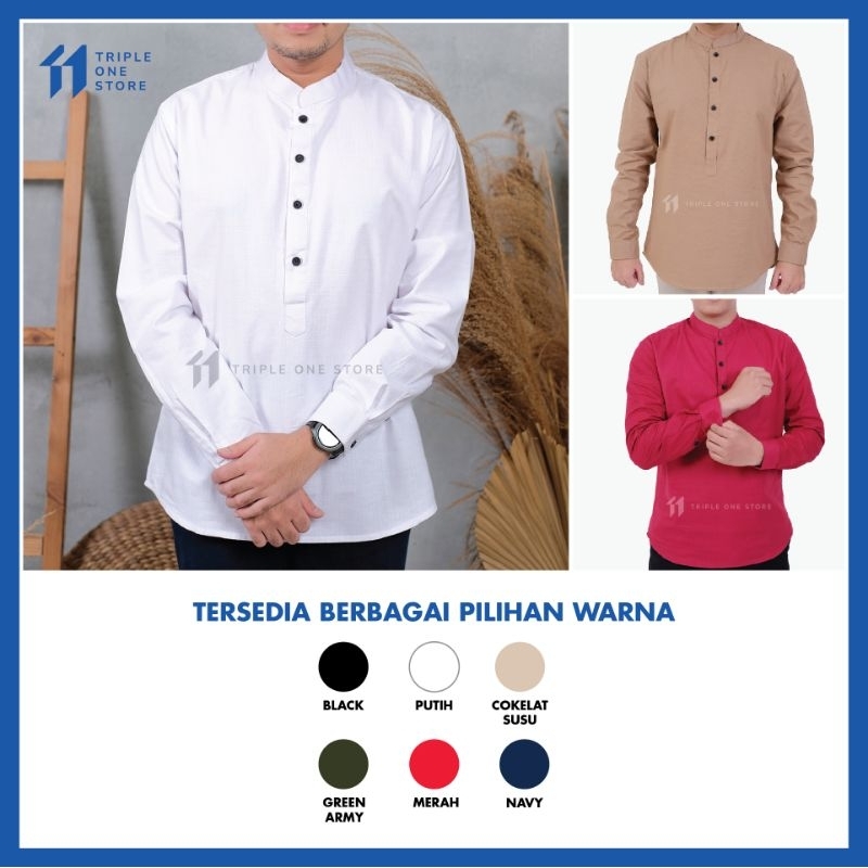 Baju Koko Lengan Panjang All Varian Murah Coklat Susu Putih