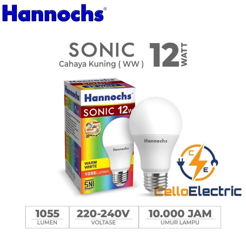 Led Hannochs SONIC 12 Watt Kuning - Lampu Hannochs 12w 12 W Kuning Led Bulb