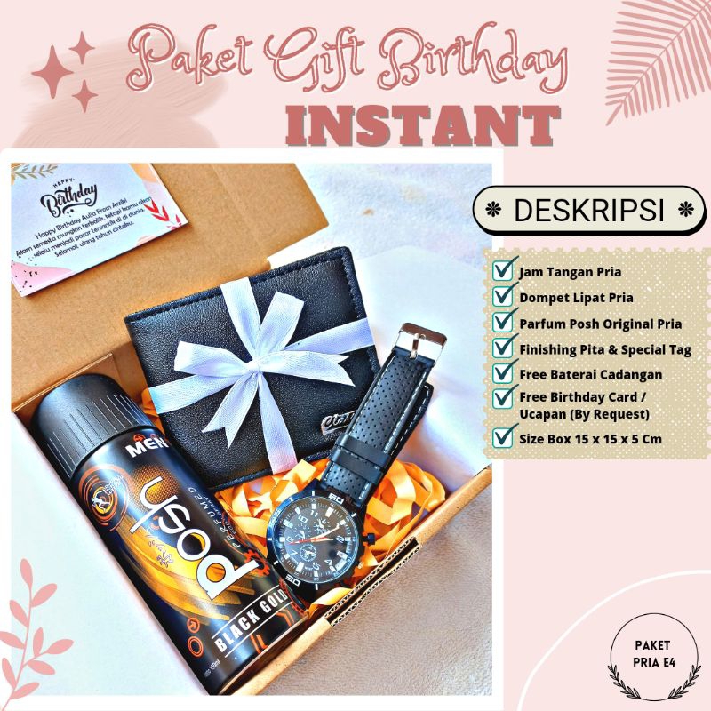 Hampers Giftbox Ulang Tahun Cowok Kado Jam Tangan Dompet Parfum