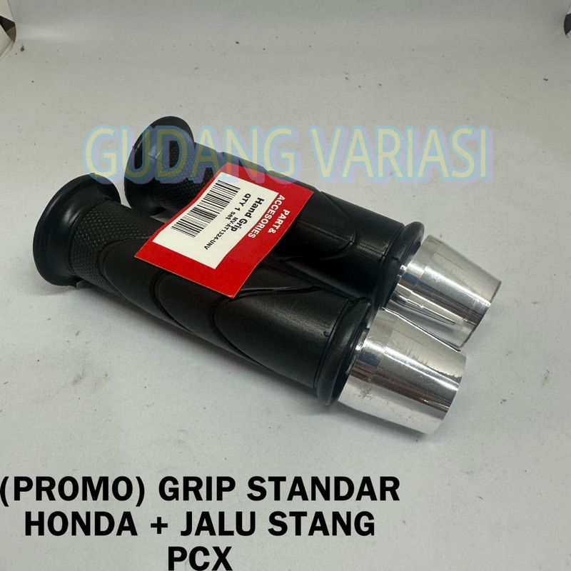 ( PROMO ) PAKET HAND GRIP STANDAR ORIGINAL HONDA PLUS JALU STANG PCX CROME ORIGINAL