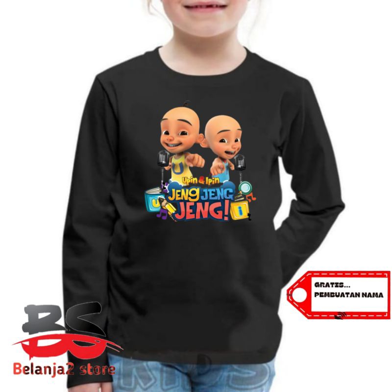 BAJU ANAK KAOS ANAK LENGAN PANJANG UPIN IPIN FREE NAMA