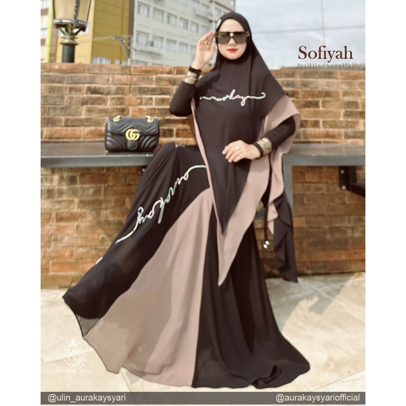 Gamis syari set Sofiyah hitam by aurakay syari