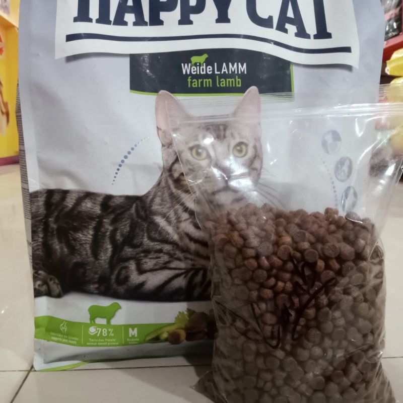 Makanan Kucing Happy Cat Adult Lamb 1kg repack | dry catfood or  kucing dewasa supreme lamb