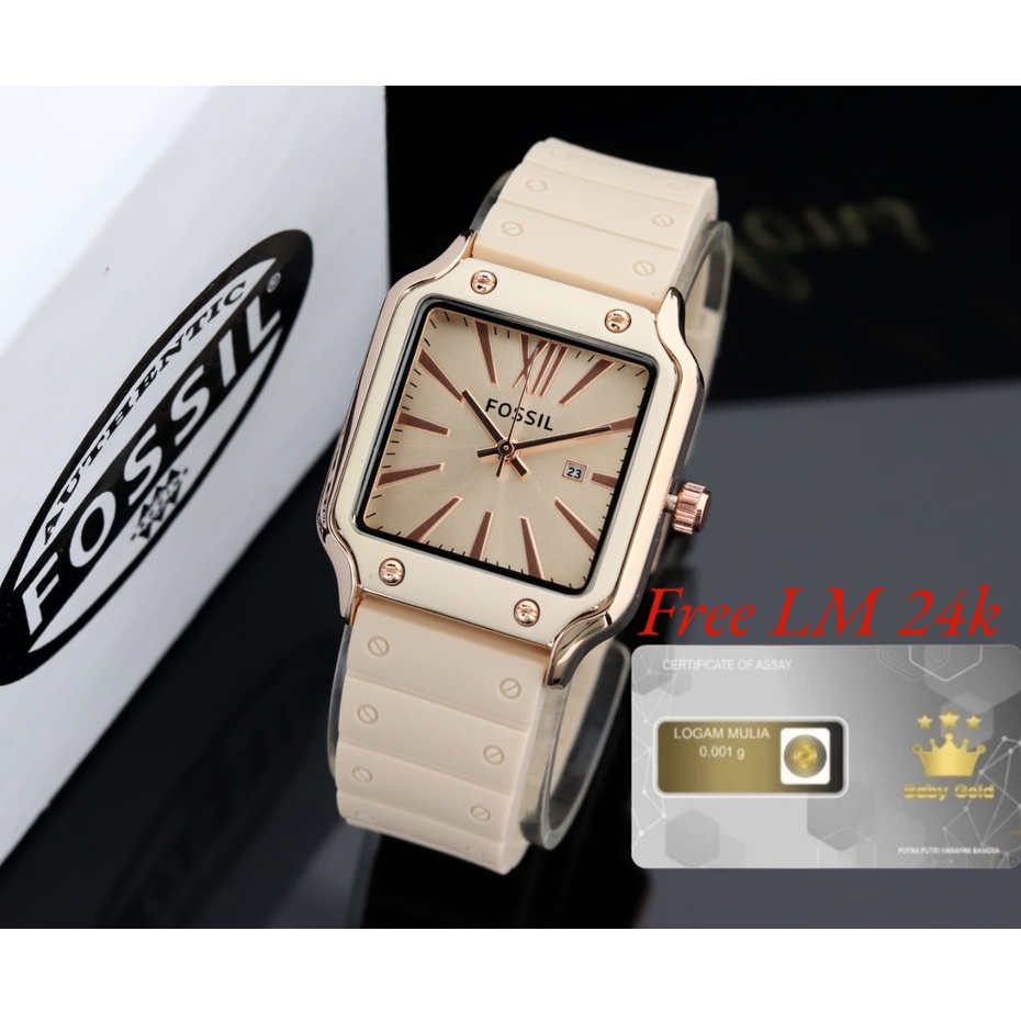 BISA COD✅Jam Tangan Wanita FS8713 Strap Karet Tanggal Aktif Free LM 24k