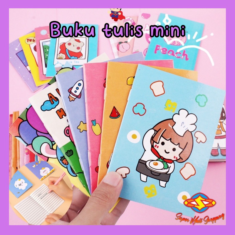 BUKU TULIS MINI MOTIF KARTUN || NOTE BOOK MINI CARTOON BOOK || NOTEBOOK KARAKTER