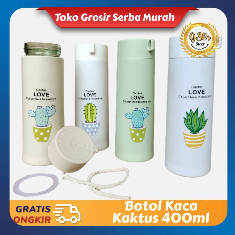 IS TERMURAH BOTOL KAKTUS TERMOS KAKTUS CACTUS 400ML Tumblr kekinian Botol Minum kaca lucu unik