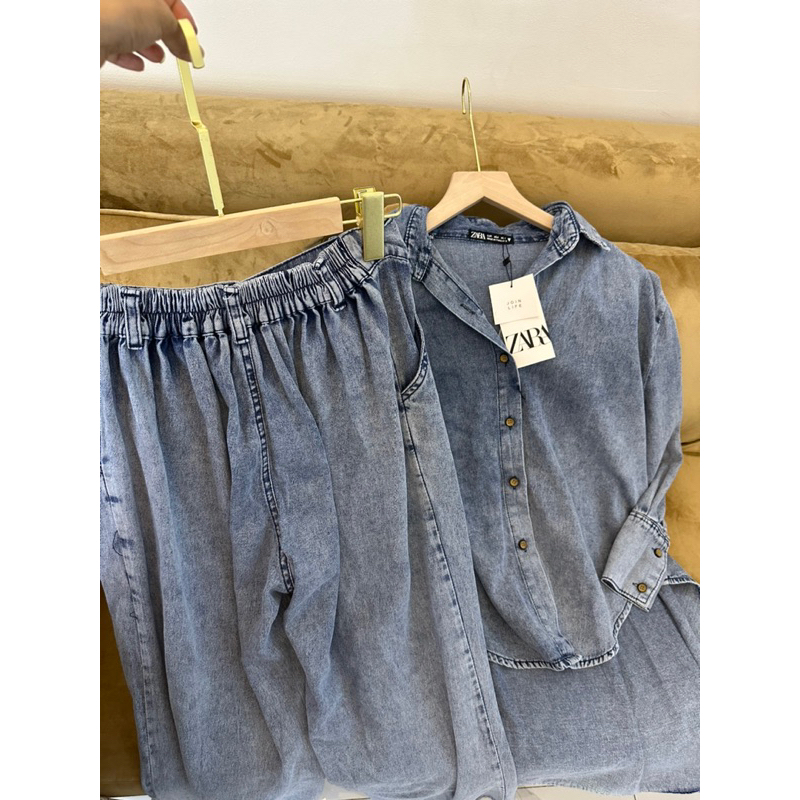 set jeans denim oversize