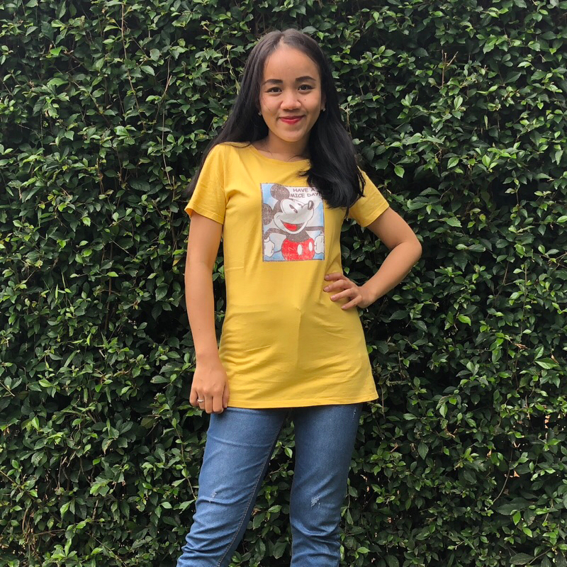 Kuning Mickey - Kaos Lengan Pendek - Atasan wanita PB61