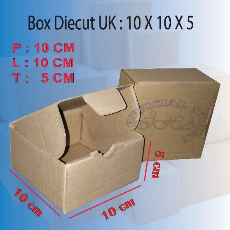 

Box packing diecut UK. 10x10x5 kerdus online packaging murah