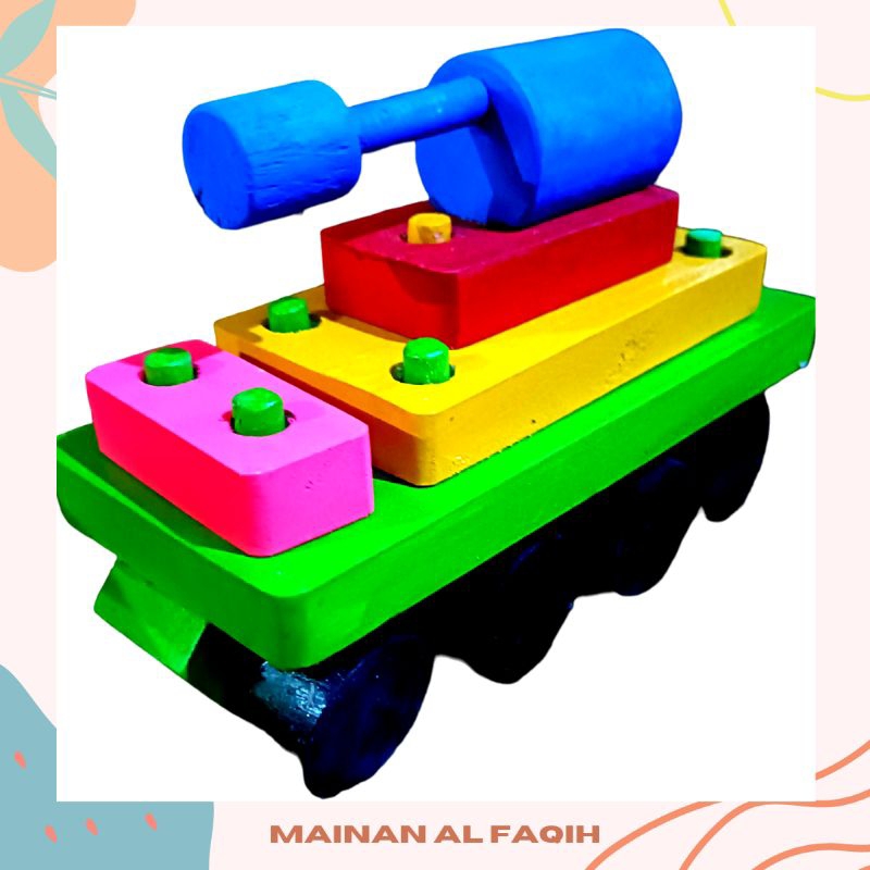 Mainan Edukatif  Anak / Susun Balok Tank Bongkar Pasang / Mainan Susun Balok / Mainan Transportasi /