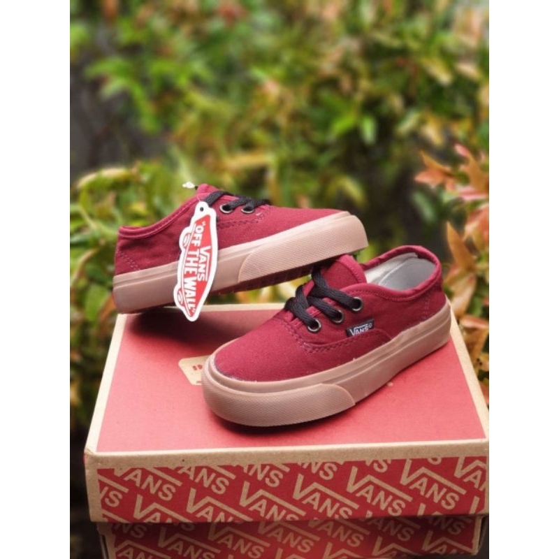Sepatu Anak Sneakers Vans Old Skool Laki Laki Perempuan Unisex Authentic Maroon Gum