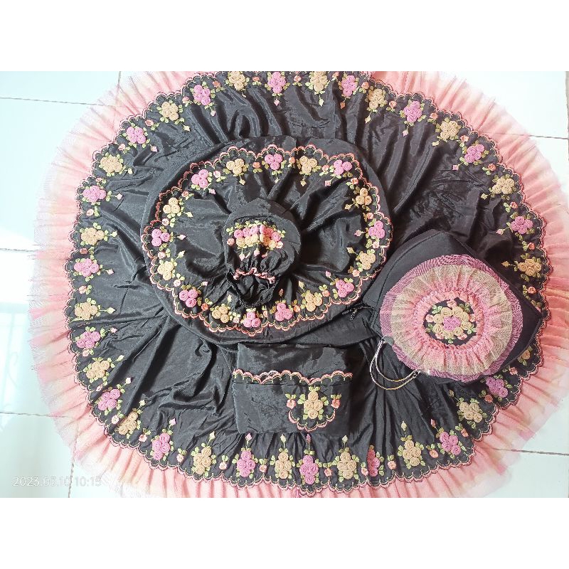 mukenah bordir mewah harga murah, mawar tile timbul@motif shantik