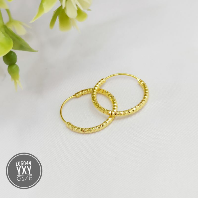 Anting yaxiya bulat gipsy warna 24k gold (uk 2,0 mm) E05044
