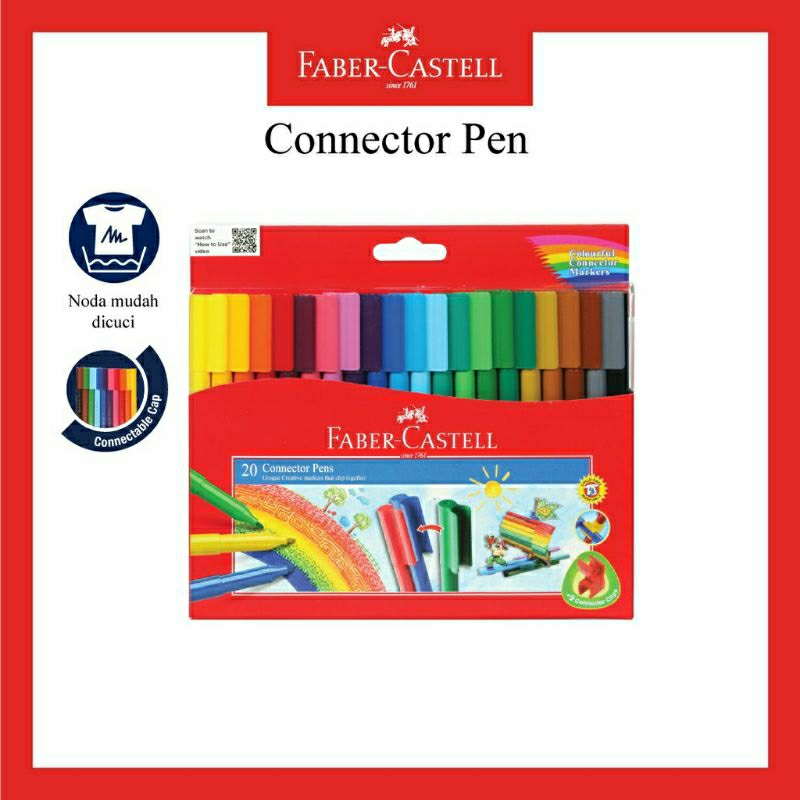 

[Haibara] Connector Pen Faber Castell 20 warna spidol mewarnai