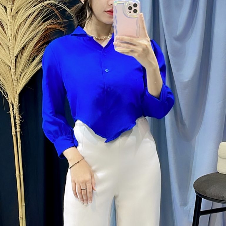 KEMEJA CROP PUFF CHIA LENGAN PANJANG BAJU CROP