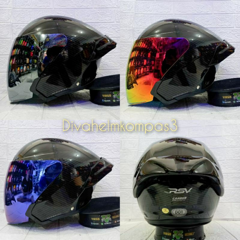 HELM RSV NEW WINDTAIL CARBON GLOSSY PAKET GANTENG