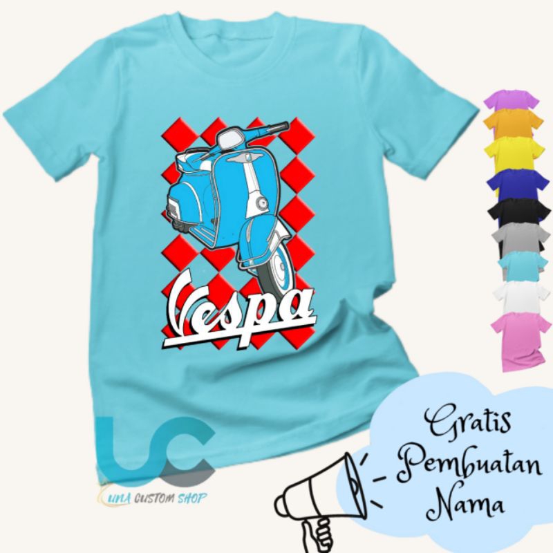 Kaos AnakVespa | Baju Anak Vespa | Kaos Anak Sablon | Kaos Anak Custom Terbaru (FREE NAMA)