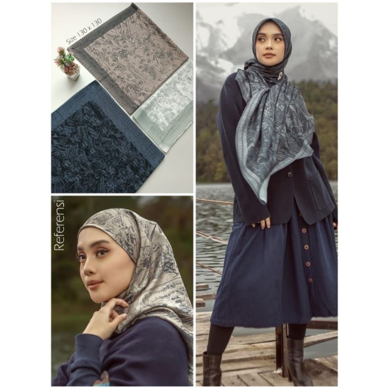 Jilbab voal premium motif 130 x 130 cm