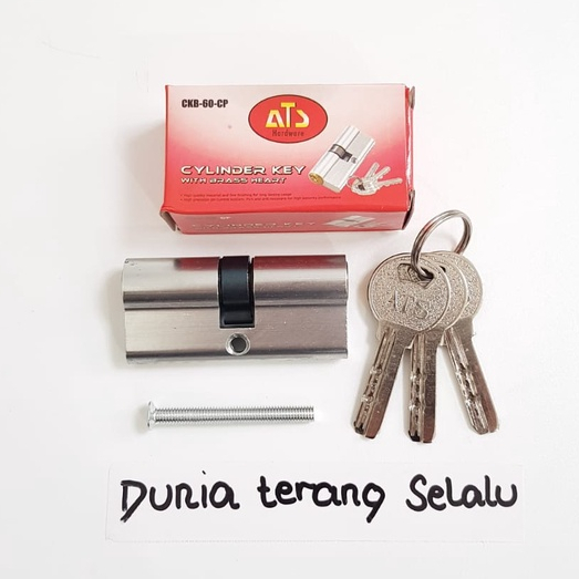 Silinder Kunci ATS Besar Kecil 60 mm As Kuningan Kunci Graji Biasa - Cilinder Kunci Pintu Lubang Besar 32 mm dan Kecil 28 mm - Cylinder Key with Brass Heart Simple Key ATS