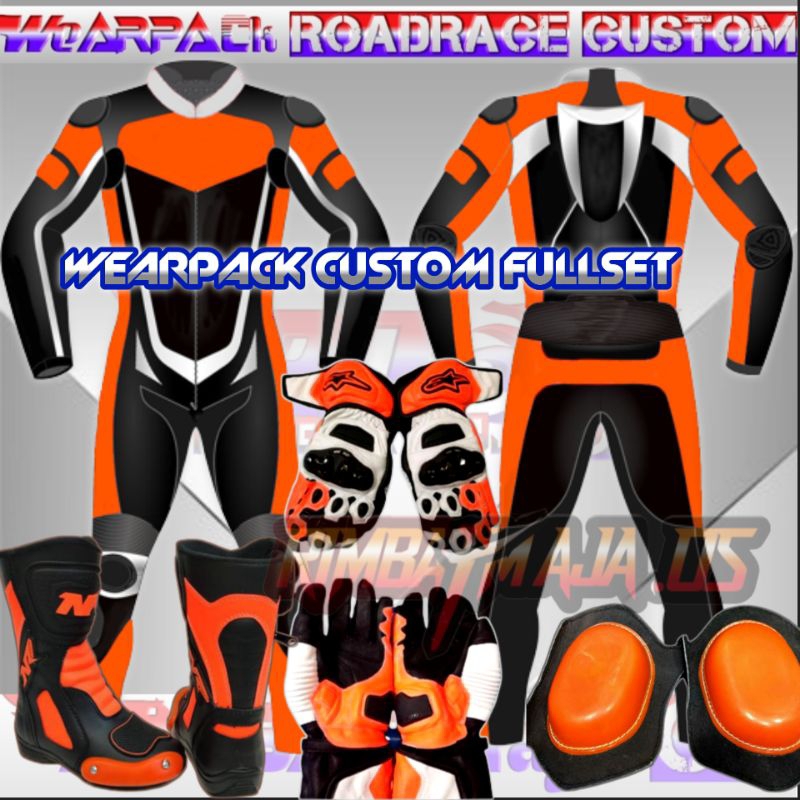 Paket Custom Wearpack Roadrace Balap Set Sepatu slinding pad Glove sarung tangan motor Road Race tou