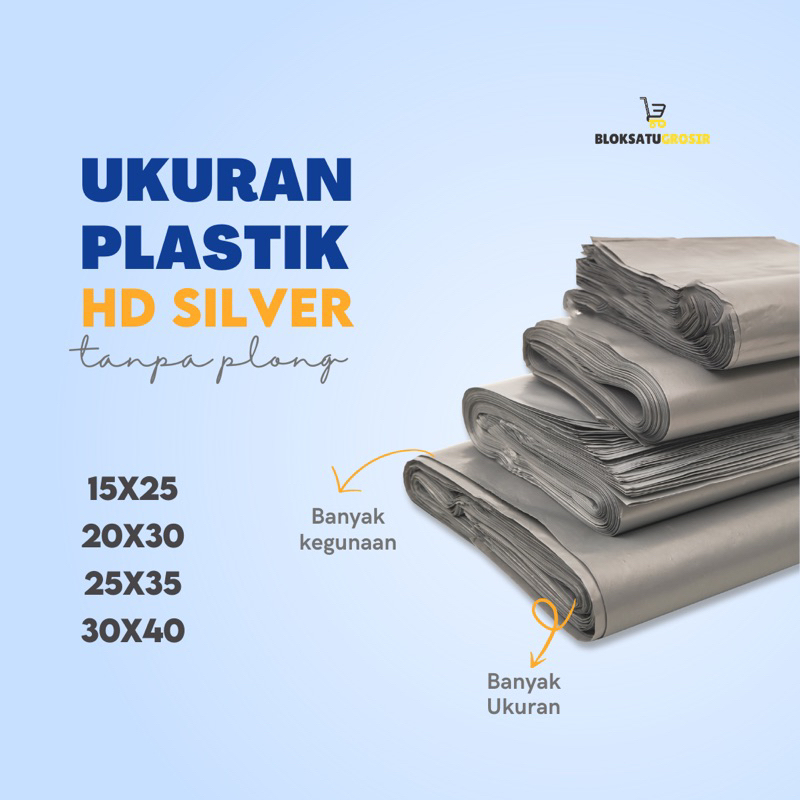 

Plastik packing HD Silver 20x30 (Lembaran) kantong plastik HD / plastik kurir/kemasan online shop murah/plastik packing olshop murah