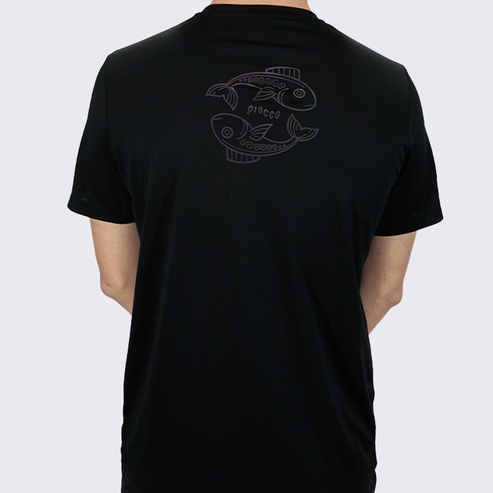 Trijee Baju Olahraga Unisex Lengan Pendek Horoscope Tee Pisces - Black