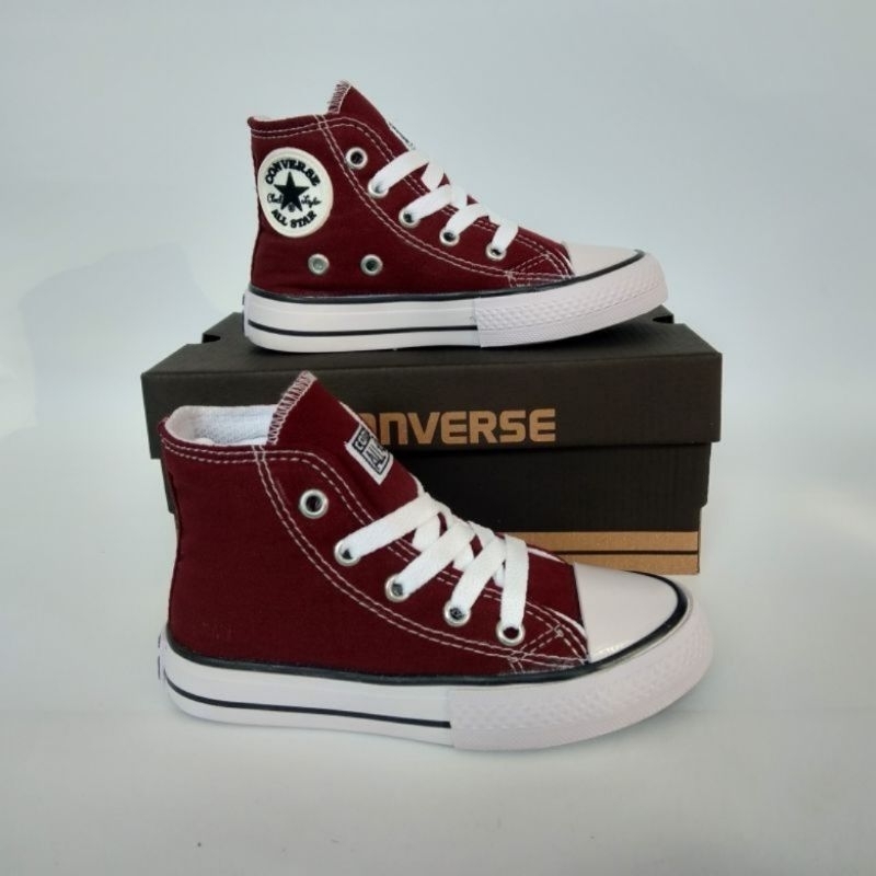 Sepatu Converse Anak Maroon Model Tinggi / Sepatu Anak Laki-laki / Sneakers Anak / Sepatu Sekolah Anak / Sepatu Allstar Anak / Sepatu Anak