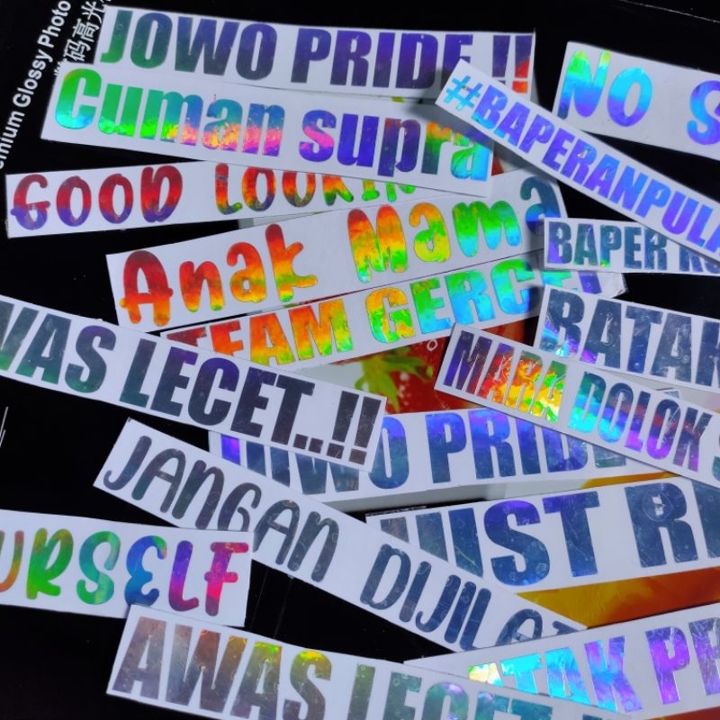 BISA REQUEST! CETAK STIKER CUTTING HOLOGRAM BISA REQUEST NAMA SESUKAMU.