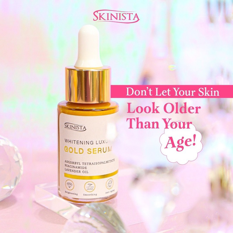 [ NEW LOOK ] GOLD SERUM ANTI AGING / WHITENING LUXURY GOLD BY SKINISTA / MENCERAHKAN WAJAH BPOM