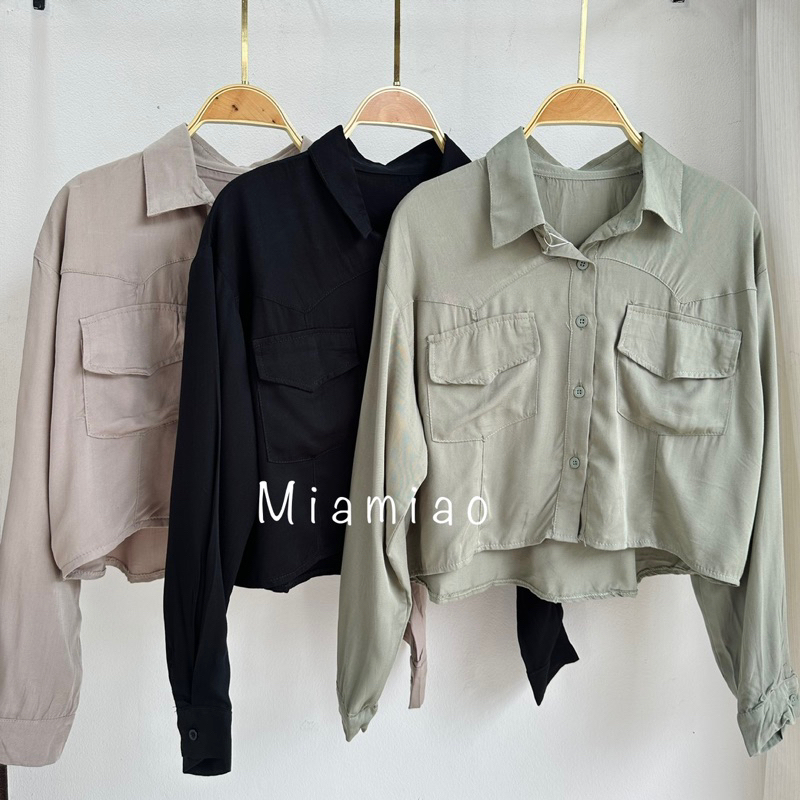 Kemeja wanita Allsize Olivia Shirt | Crop Top Rayon Twill Premium