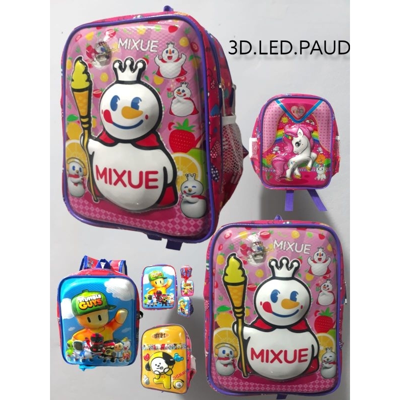 Tas Ransel sekolah motif MIXUE cewe berLED