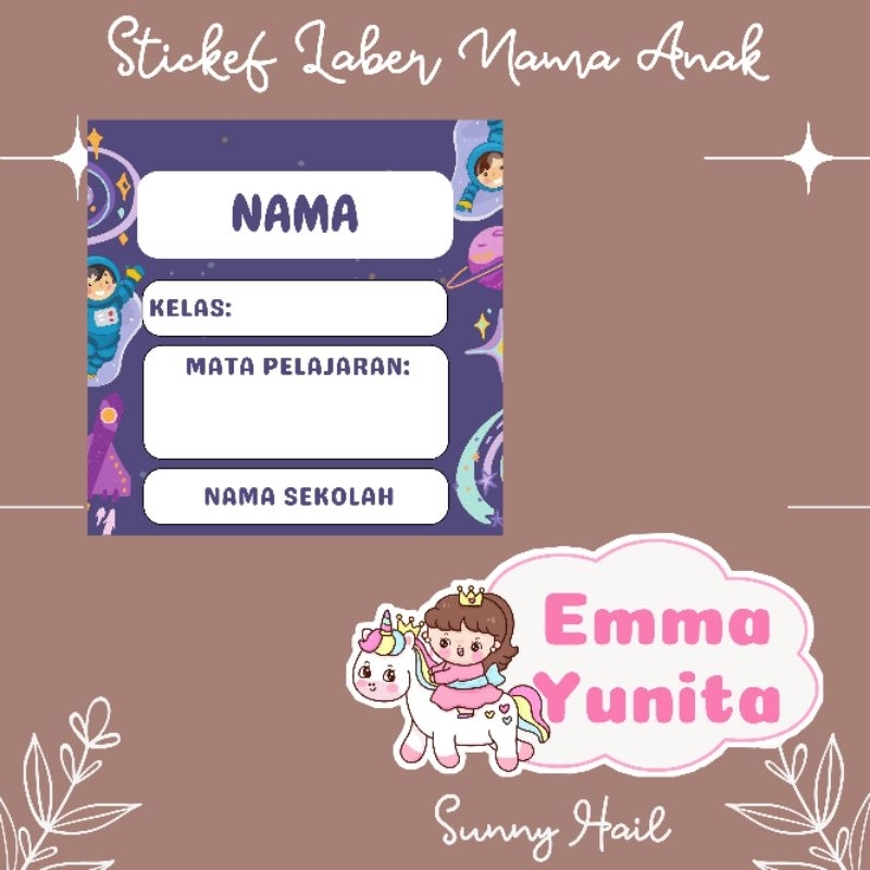 Sticker Glossy Label Nama Anak | Sticker Label Sekolah Untuk anak