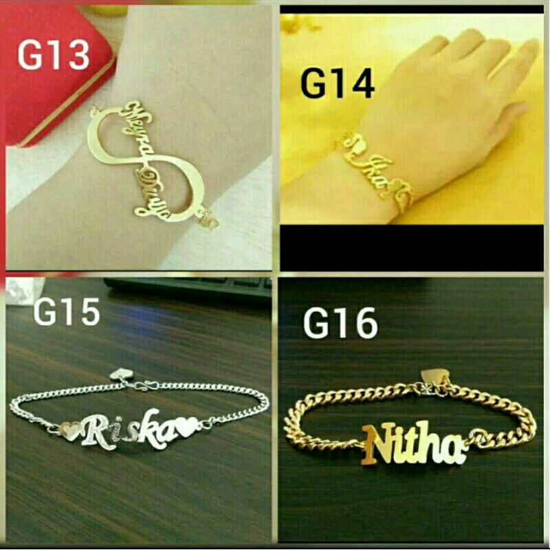 Gelang nama wanita lapis emas / gelang tangan / gelang titanium anti karat