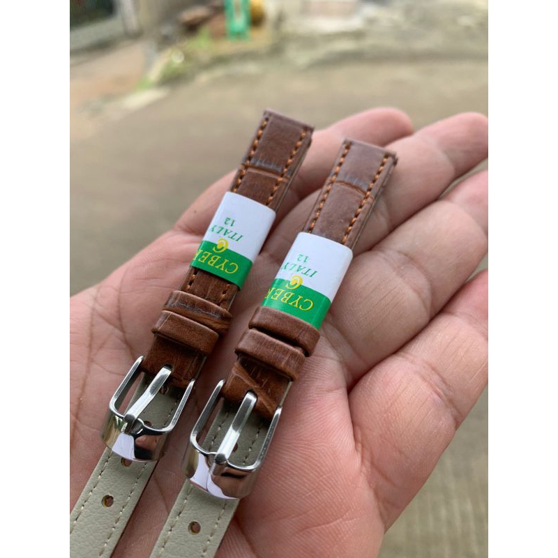 Strap tali jam tangan cyber original coklat 12mm motif