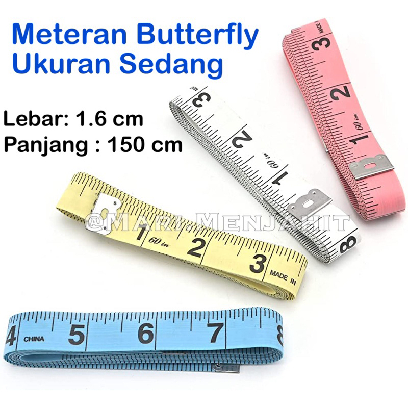 Meteran Butterfly 1.6 cm Meteran Kain / Baju / badan