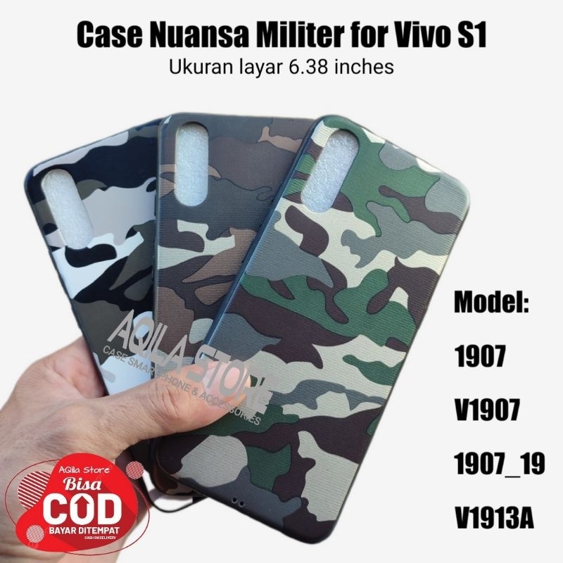 Case Army Vivo S1 ( Model: 1907, V1907, 1907_19, V1913A ) Softcase Lentur Nuansa Militer
