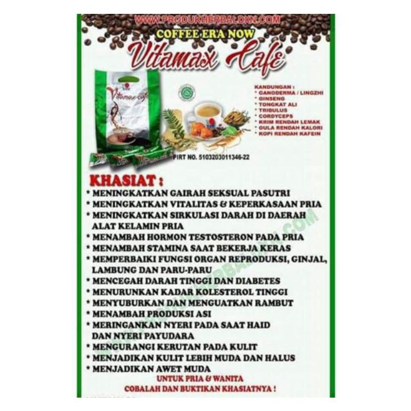 

Kopi DXN Vitamax penambah stamina